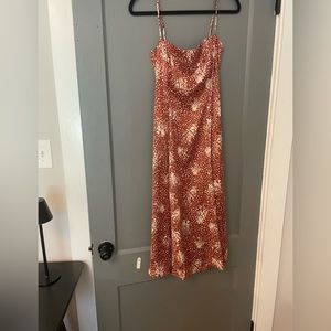 Silky / Satin Midi Strappy Dress w Florals